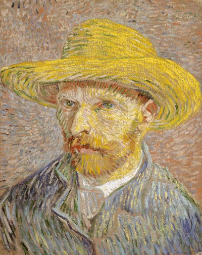 Zelfportret met strohoed door Vincent van Gogh