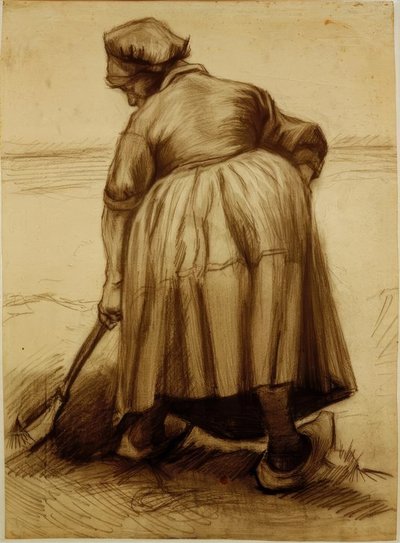 Boerin aan het graven door Vincent van Gogh