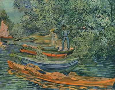 Oever van de rivier met roeiboten bij Auvers, 1890, 1947 door Vincent van Gogh