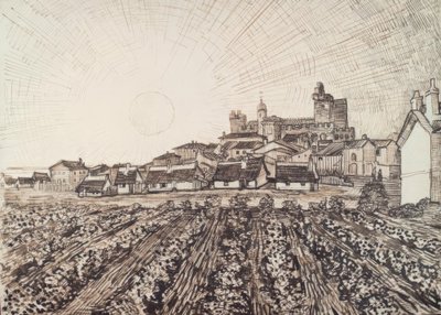 Uitzicht op les Saintes-Maries door Vincent van Gogh