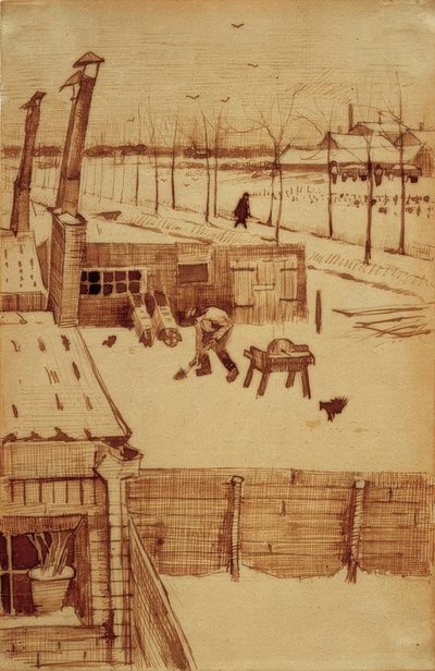 Uitzicht vanuit het atelier van de kunstenaar in Den Haag door Vincent van Gogh