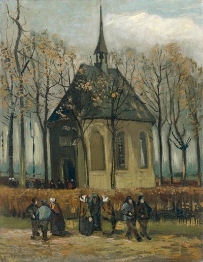 Gemeente verlaat de Hervormde Kerk in Nuenen door Vincent van Gogh