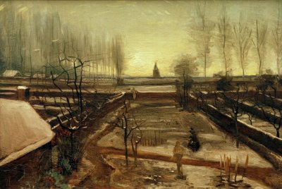 De pastoors tuin in Nuenen in de sneeuw door Vincent van Gogh
