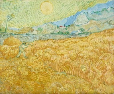 De oogst, korenveld met maaier (La moisson). 1889 door Vincent van Gogh