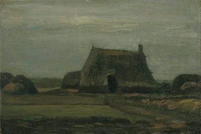 Boerderij met stapels turf door Vincent van Gogh