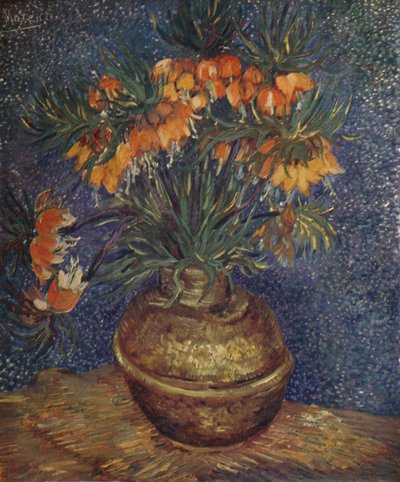 Bloemen in een koperen vaas door Vincent van Gogh