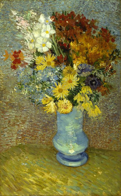 Bloemen in een blauwe vaas door Vincent van Gogh