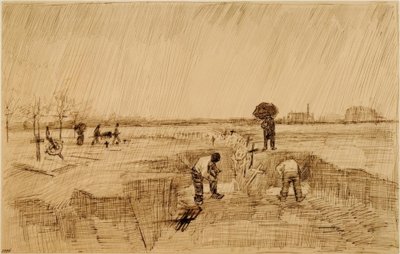 Begraafplaats in de regen door Vincent van Gogh