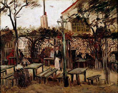 Guinguette in Montmartre: de houten biljarttafel werd la bonne franquette door Vincent van Gogh