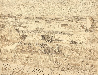 Oogst--De Vlakte van La Crau, 1888 door Vincent van Gogh