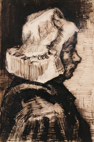 Hoofd van een Boerenvrouw, Rechts Kijken, 1884 door Vincent van Gogh