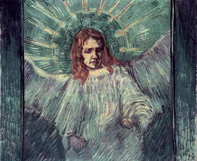 Hoofd van een engel, naar Rembrandt, 1889 door Vincent van Gogh
