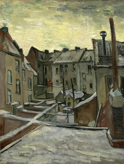 Huizen gezien vanaf de achterkant, Antwerpen door Vincent van Gogh