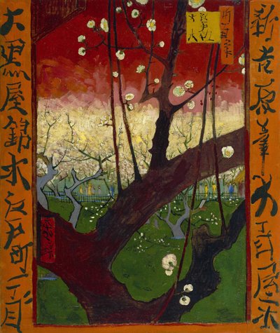 Japonaiserie: Bloeiende pruimenboomgaard (naar Hiroshige), Parijs door Vincent van Gogh