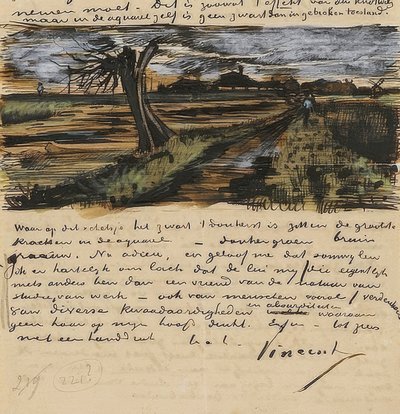 Knotwilg, Brief aan Theo van Gogh. 1882 door Vincent van Gogh
