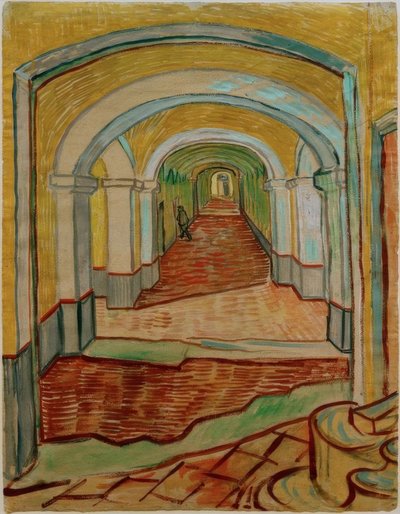 Gang in de kliniek door Vincent van Gogh