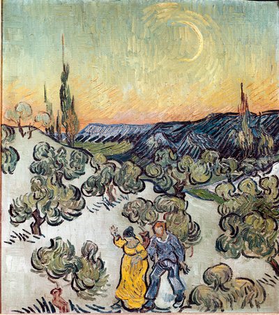 Landschap bij schemering (Saint Remy) door Vincent van Gogh