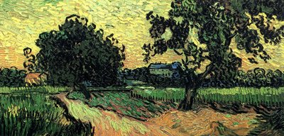 Landschap met het kasteel van Auvers bij zonsondergang door Vincent van Gogh