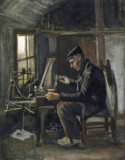 Man die garen opwindt door Vincent van Gogh