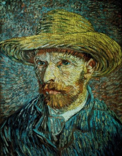 Zelfportret met strohoed door Vincent van Gogh