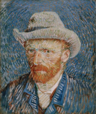 Zelfportret met grijze vilthoed door Vincent van Gogh