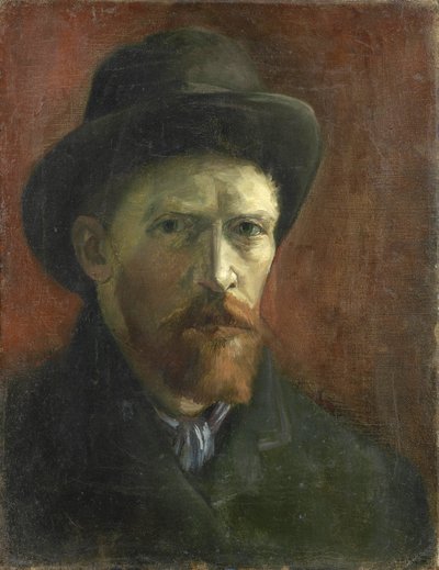 Zelfportret met vilten hoed door Gogh, Vincent, van (1853-1890). Olieverf op doek, afmetingen: 41,5x32,5 door Vincent van Gogh