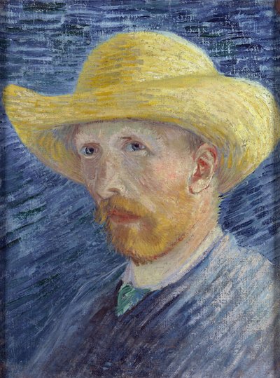 Zelfportret met strohoed (detail) door Vincent van Gogh