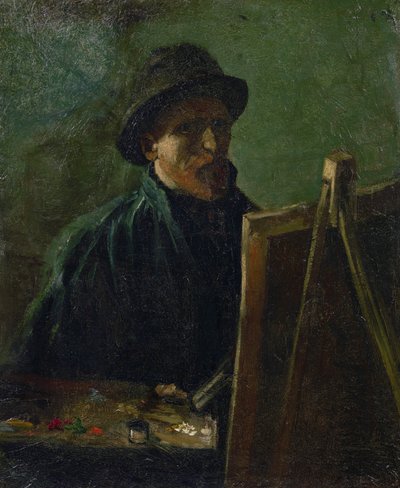 Zelfportret aan de ezel van Gogh, Vincent, van (1853-1890) door Vincent van Gogh