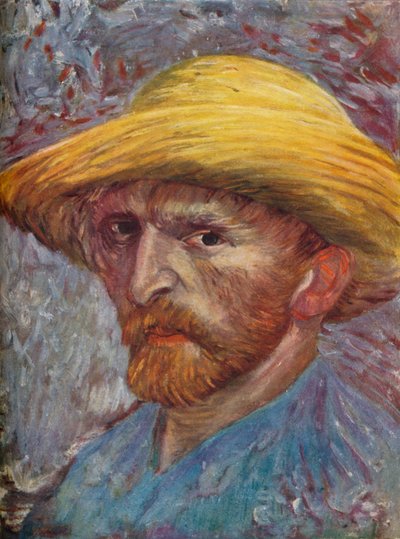 Zelfportret met strohoed door Vincent van Gogh