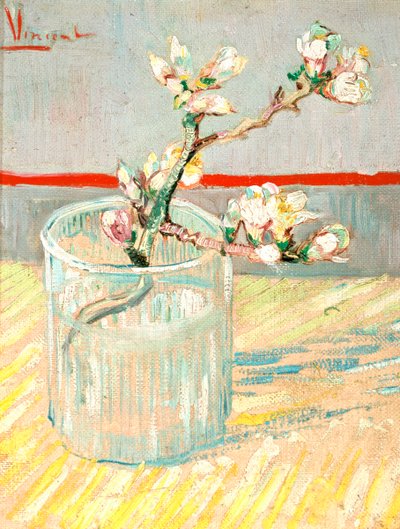 Takje bloeiende amandelbloesem in een glas, 1888 door Vincent van Gogh