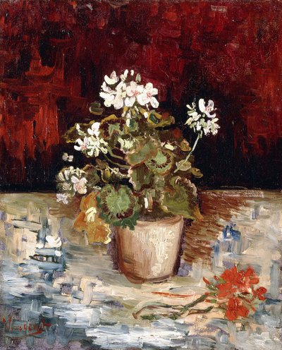 Stilleven pot met geraniums, 1886 door Vincent van Gogh