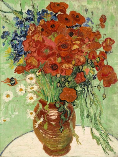 Stilleven, Vaas met Margrieten en Klaprozen, 1890 door Vincent van Gogh