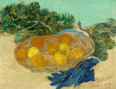 Stilleven van Sinaasappels en Citroenen met Blauwe Handschoenen door Vincent van Gogh