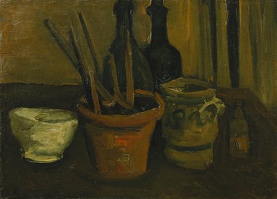 Stilleven met kwasten in een bloempot; Nature Morte aux Pinceaux dans un Pot a Fleurs, 1884 door Vincent van Gogh