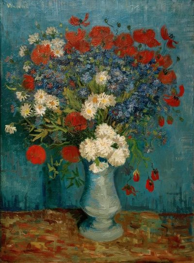 Stilleven: Vaas met korenbloemen en klaprozen door Vincent van Gogh