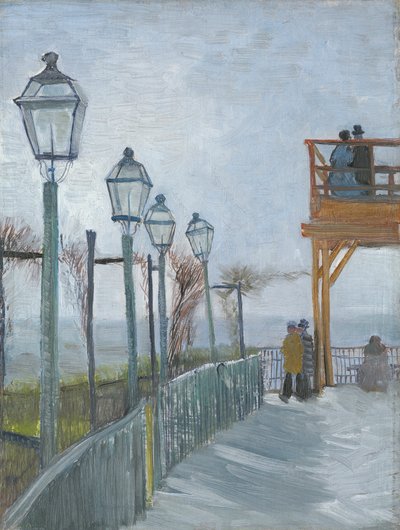 Terras en observatiedek bij de Moulin de Blute-Fin, Montmartre door Vincent van Gogh