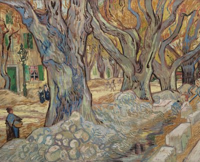 De grote platanen, of wegwerkers bij Saint-Rémy, 1889 door Vincent van Gogh