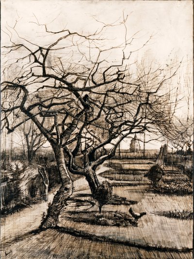 De pastorie tuin in Nuenen in de winter door Vincent van Gogh