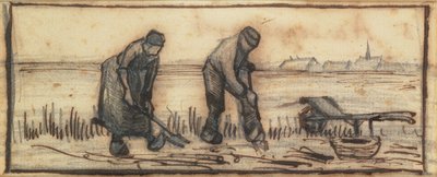 De Aardappeloogst, uit een serie van vier tekeningen die de vier seizoenen voorstellen door Vincent van Gogh