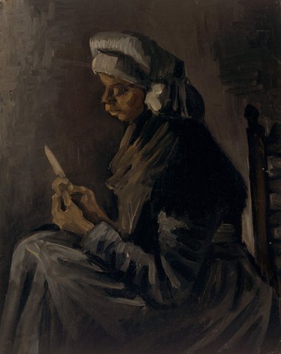 De Aardappelschiller keerzijde: Zelfportret met een Strohoed door Vincent van Gogh