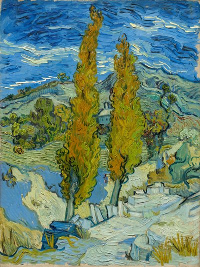Twee populieren in de Alpilles bij Saint-Rémy door Vincent van Gogh