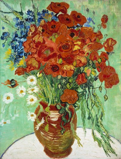 Vaas met korenbloemen en klaprozen door Vincent van Gogh
