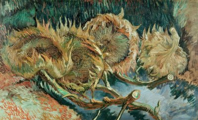 Vier verwelkte zonnebloemen door Vincent van Gogh