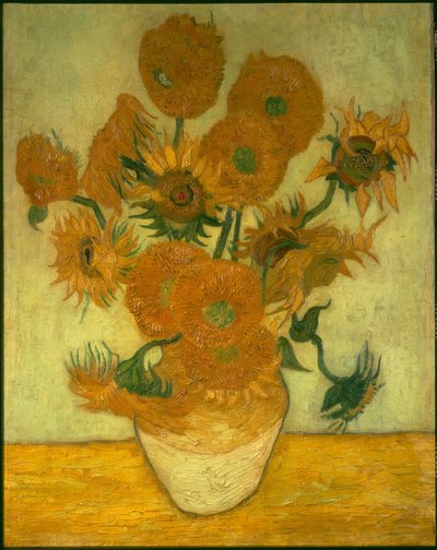 Veertien zonnebloemen in een vaas door Vincent van Gogh