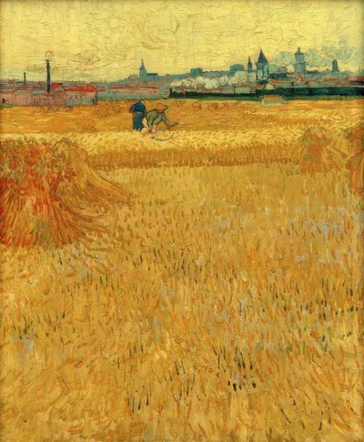 Korenveld met uitzicht op Arles door Vincent van Gogh