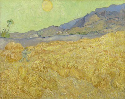 Korenveld met een maaier door Vincent van Gogh