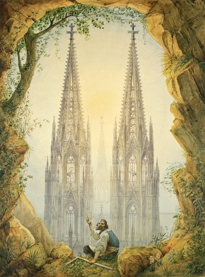 Visioen van de Voltooide Torenspitsen van de Dom van Keulen, 1861 door Vincenz Statz