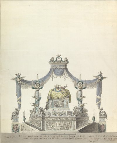 Catafalque van Keizerin Catharina de Grote van Rusland Zijaanzicht, 1796 door Vincenzo Brenna