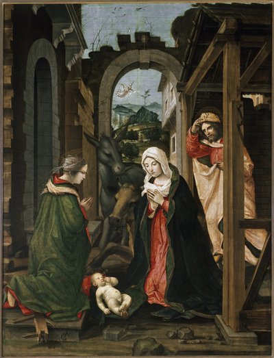 Geboorte met St. Catharina van Alexandrië door Vincenzo Civerchio