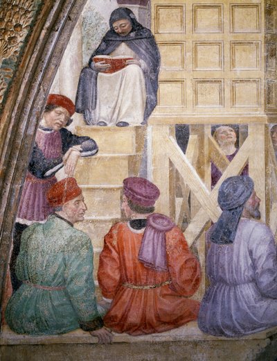 Het wonder van de wolk, (detail) uit Verhalen van Sint Petrus Martelaar door Vincenzo Foppa